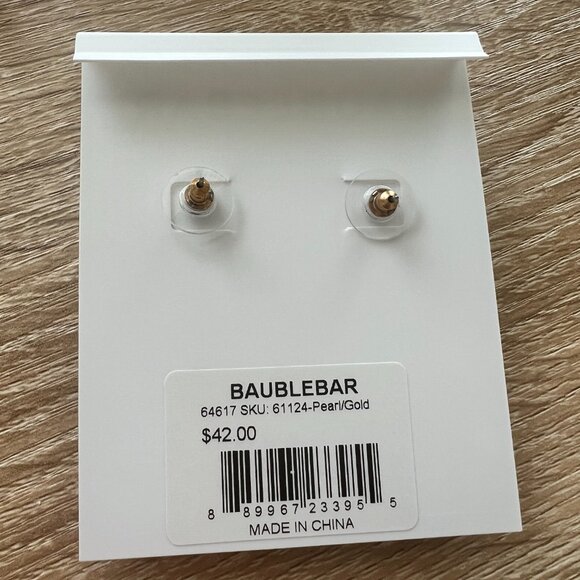 NWT Baublebar Women's White Gold Sheri Imitation Pearl Linear Drop Earrings - Picture 3 of 4